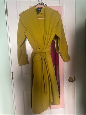 Express Olive Wrap Belted Coat